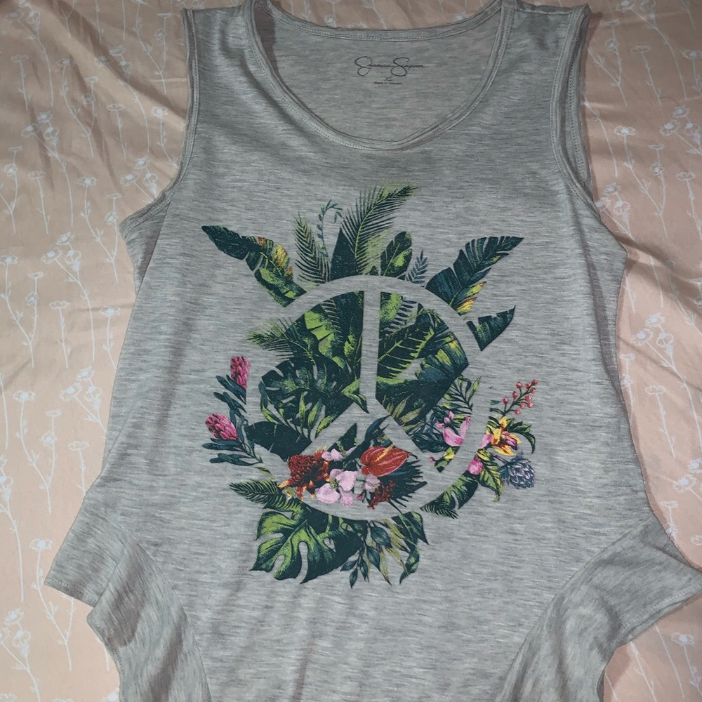Flowy blouse with peace sign graphic